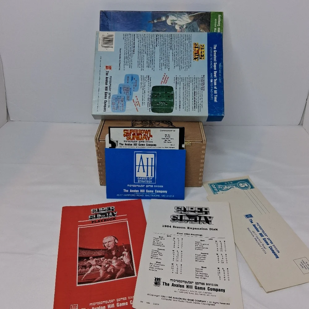 Commodore 64 128 Computer Game Diskette 1984 Super Sunday Football #48855 Avalon